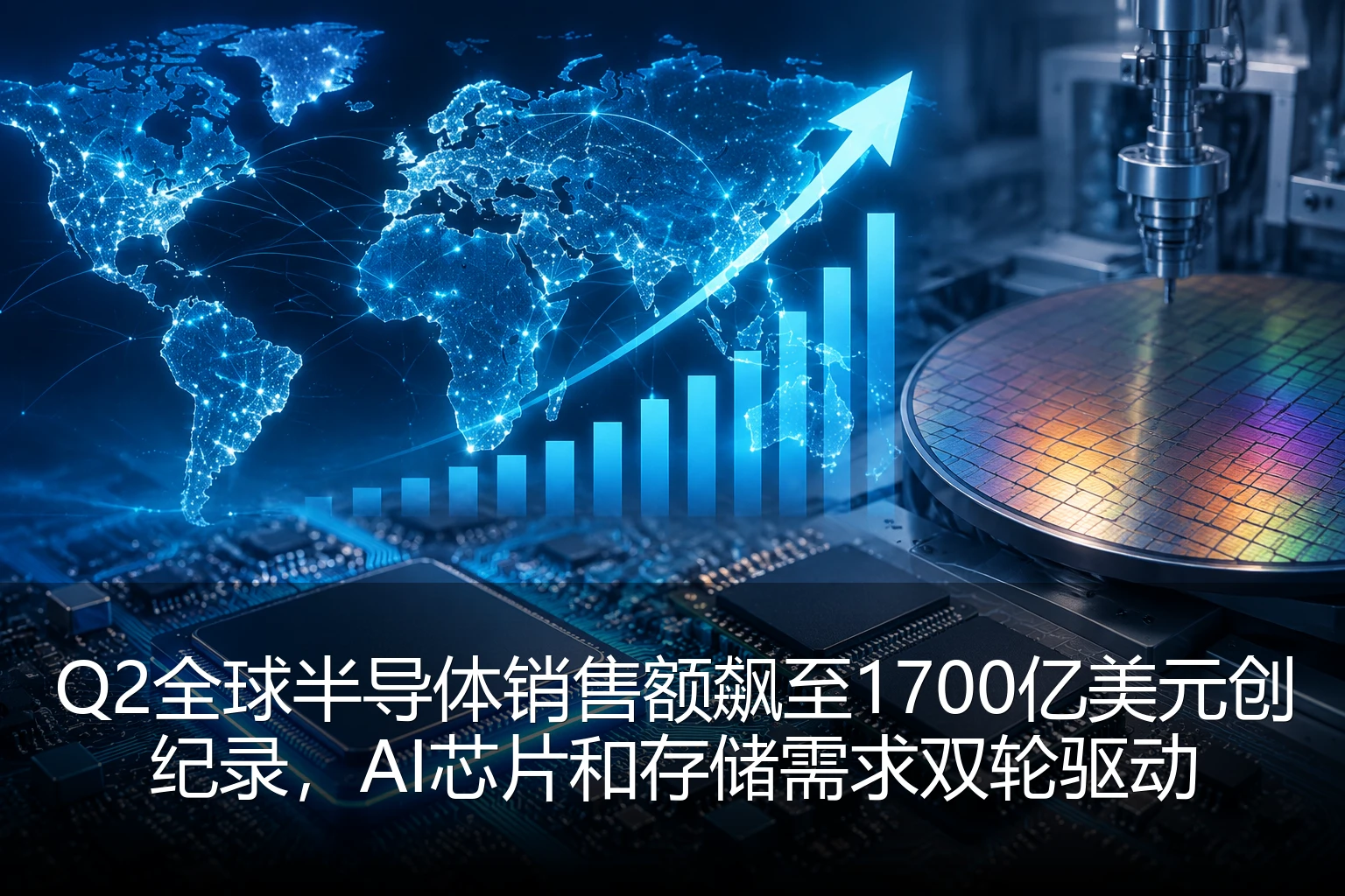 Q2全球半导体销售额飙至1700亿美元创纪录，AI芯片和存储需求双轮驱动