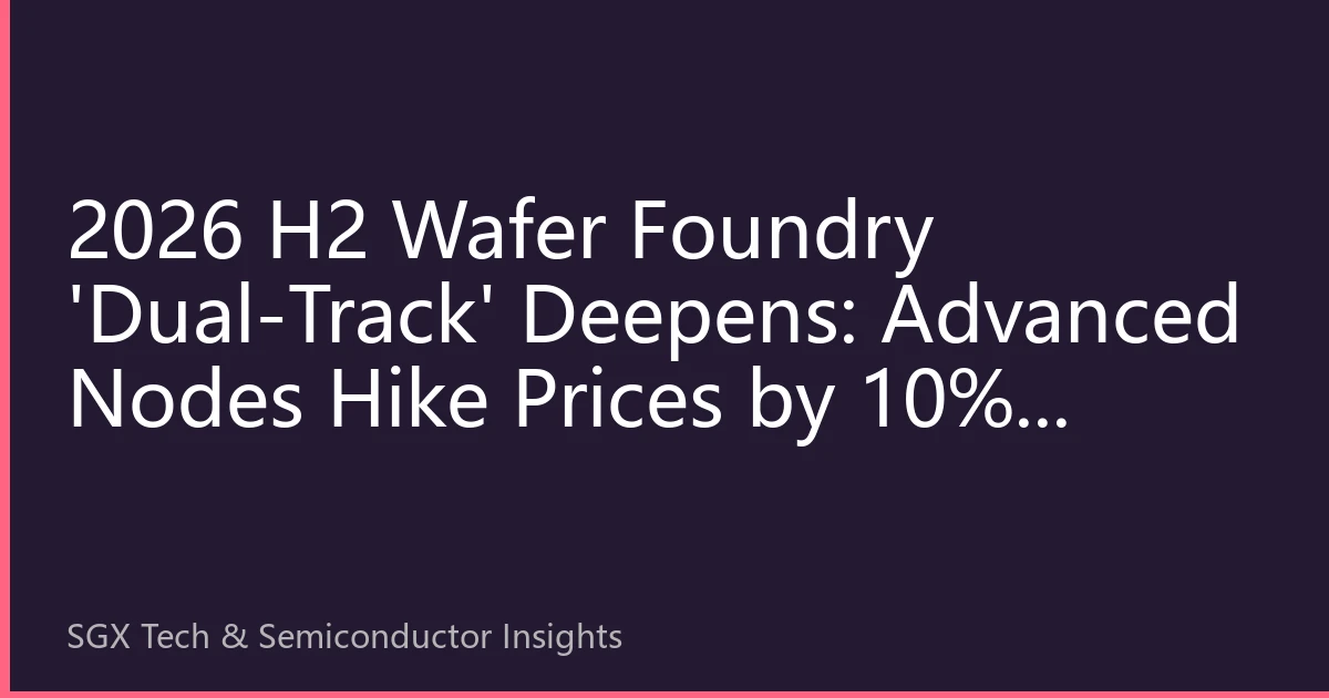 2026 H2 Wafer Foundry 'Dual-Track' Deepens: Advanced Nodes Hike Prices by 10%, Mature Nodes Face Undercurrents