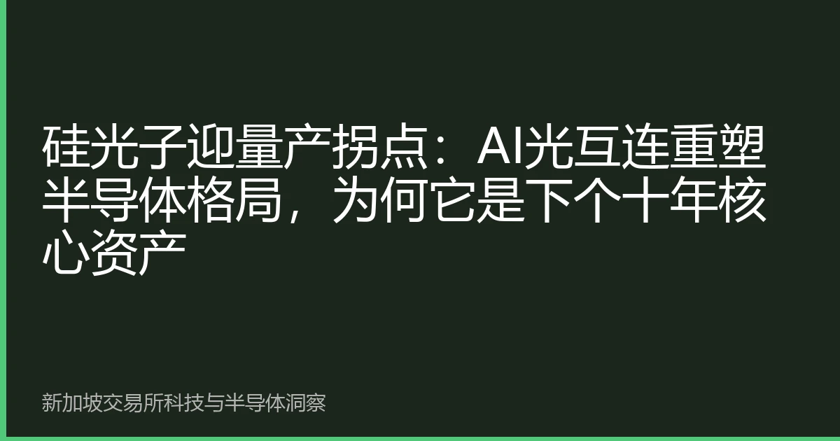 硅光子迎量产拐点：AI光互连重塑半导体格局，为何它是下个十年核心资产