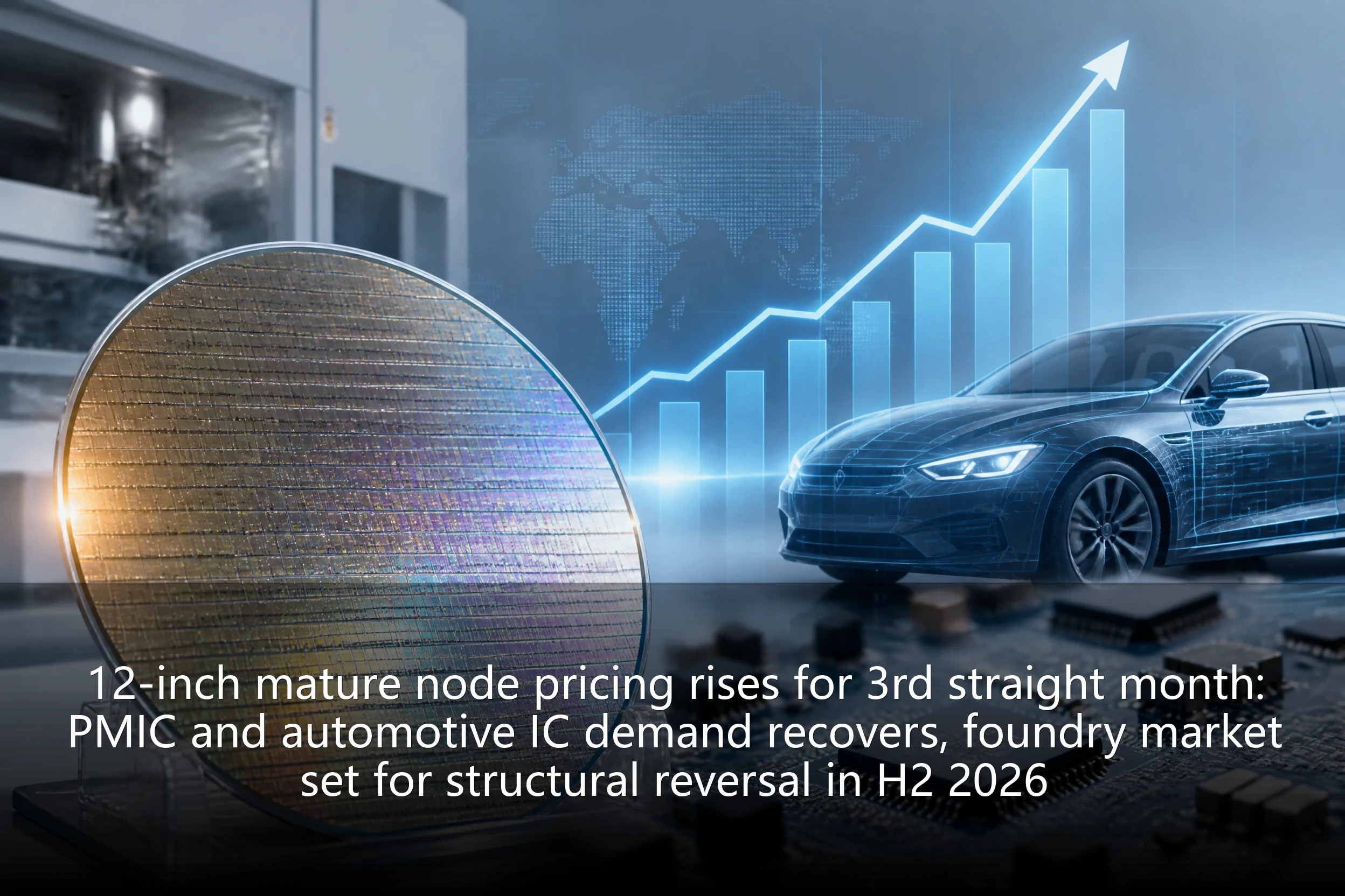 12-inch mature node pricing rises for 3rd straight month: PMIC and automotive IC demand recovers, foundry market set for structural reversal in H2 2026