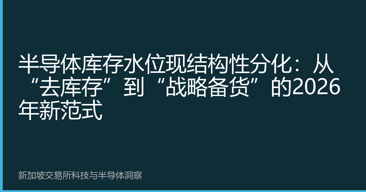 半导体库存水位现结构性分化：从“去库存”到“战略备货”的2026年新范式