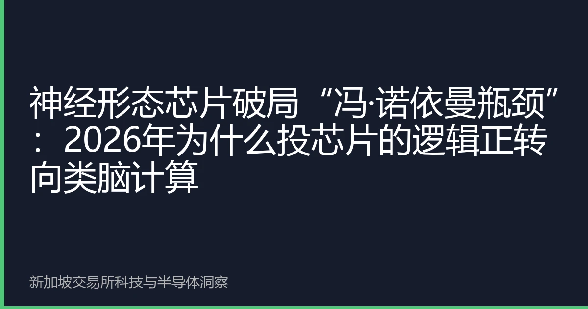 神经形态芯片破局“冯·诺依曼瓶颈”：2026年为什么投芯片的逻辑正转向类脑计算