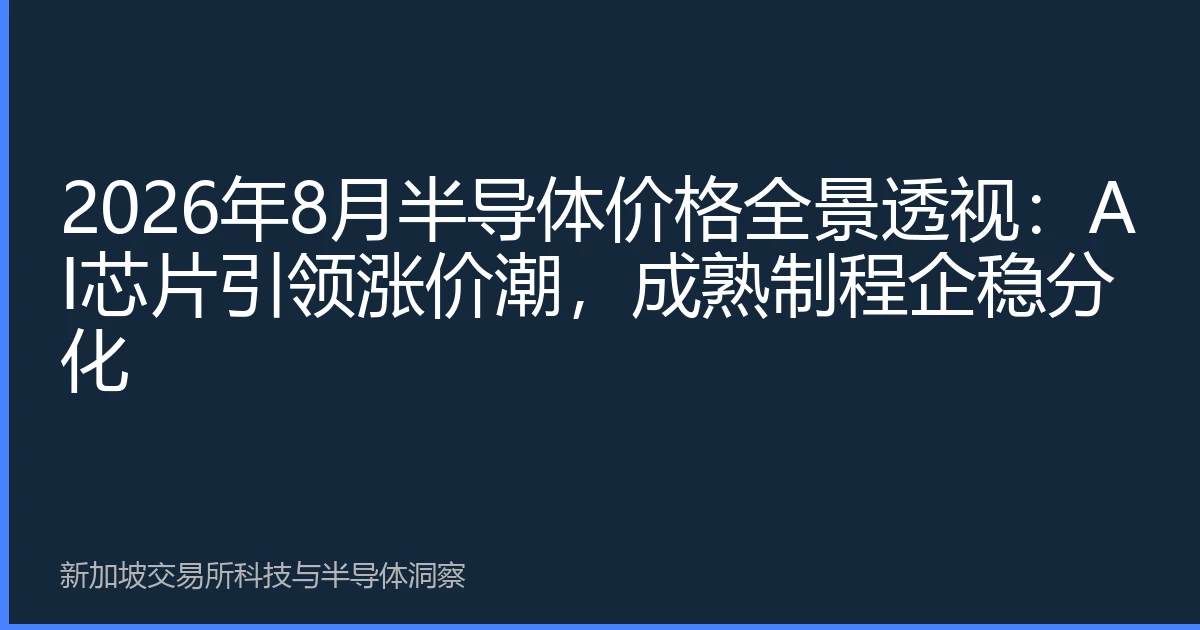 2026年8月半导体价格全景透视：AI芯片引领涨价潮，成熟制程企稳分化