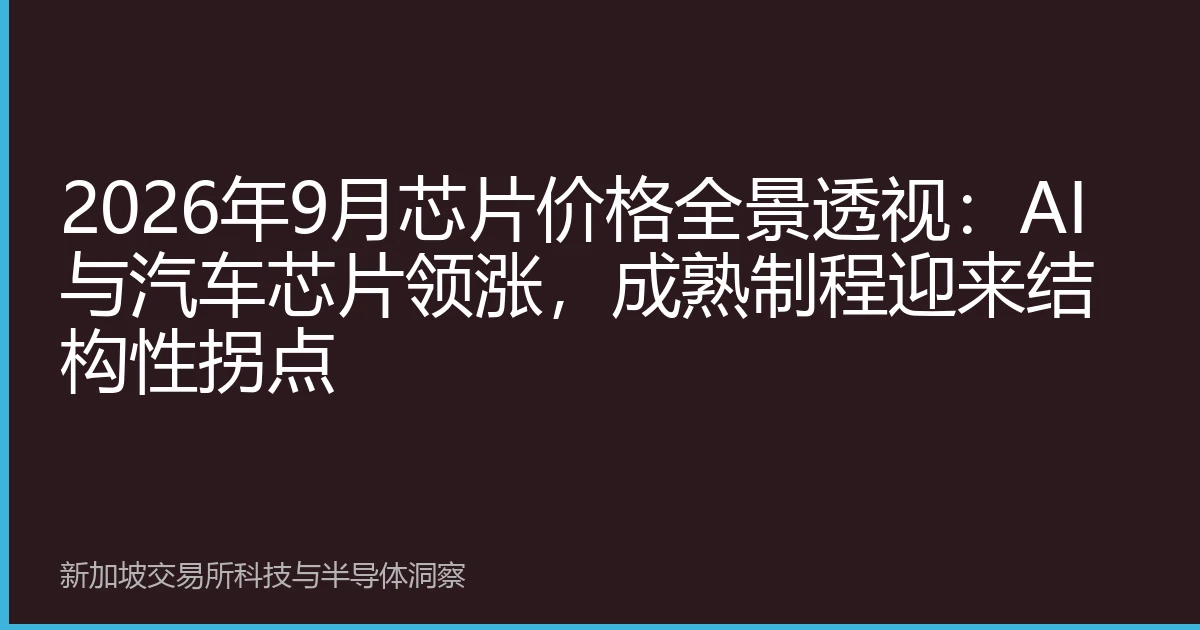 2026年9月芯片价格全景透视：AI与汽车芯片领涨，成熟制程迎来结构性拐点