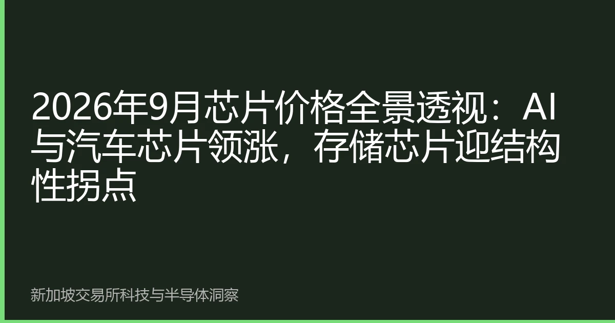 2026年9月芯片价格全景透视：AI与汽车芯片领涨，存储芯片迎结构性拐点