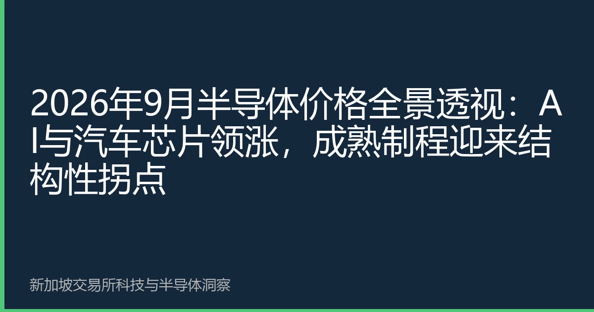 2026年9月半导体价格全景透视：AI与汽车芯片领涨，成熟制程迎来结构性拐点