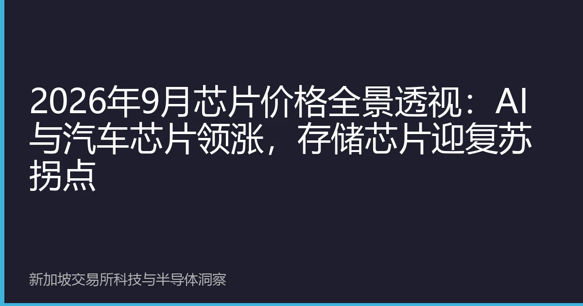 2026年9月芯片价格全景透视：AI与汽车芯片领涨，存储芯片迎复苏拐点