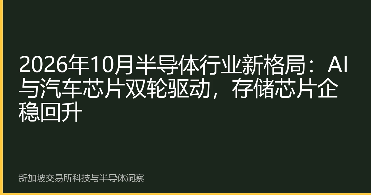 2026年10月半导体行业新格局：AI与汽车芯片双轮驱动，存储芯片企稳回升