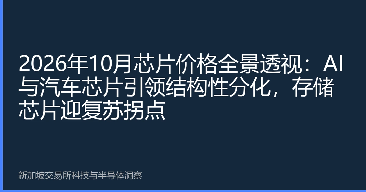 2026年10月芯片价格全景透视：AI与汽车芯片引领结构性分化，存储芯片迎复苏拐点