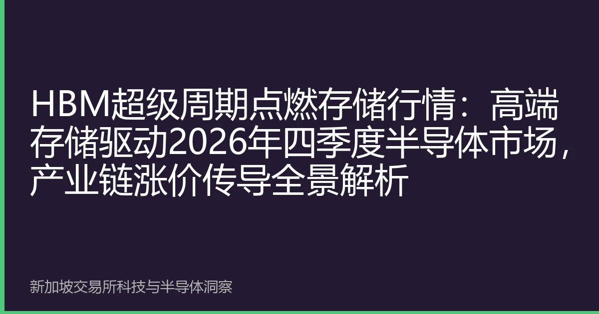 HBM超级周期点燃存储行情：高端存储驱动2026年四季度半导体市场，产业链涨价传导全景解析