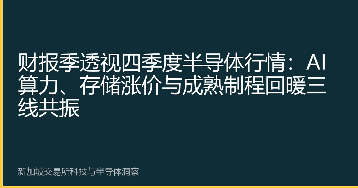 财报季透视四季度半导体行情：AI算力、存储涨价与成熟制程回暖三线共振